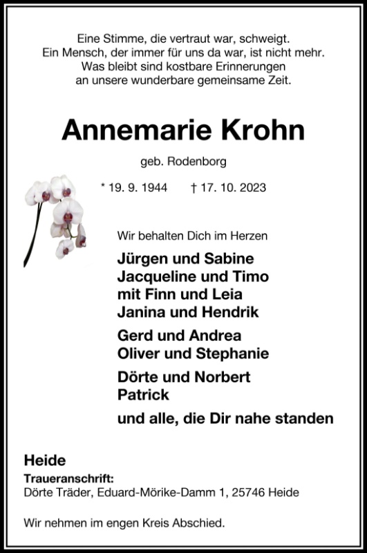 Erinnerungsbild für Annemarie Krohn