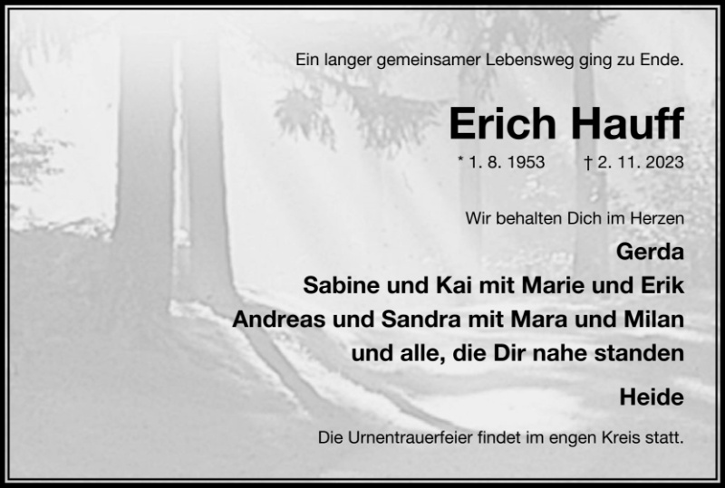 Erinnerungsbild für Erich Hauff