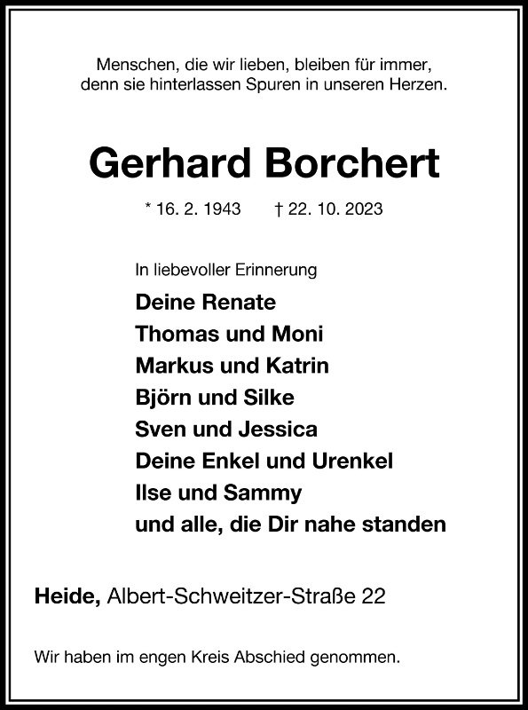 Erinnerungsbild für Gerhard Borchert