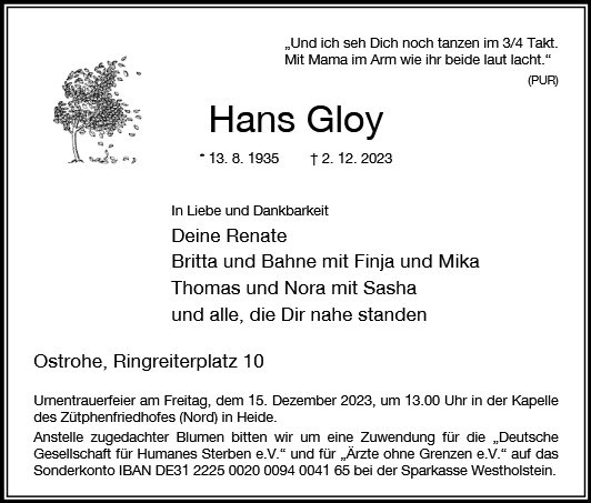 Erinnerungsbild für Hans Gloy
