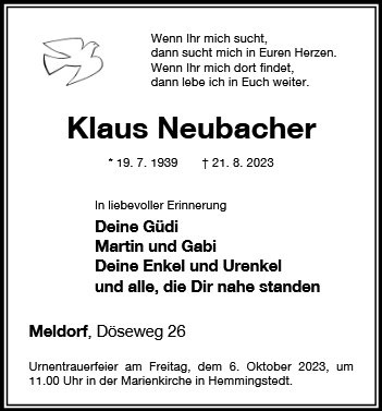 Erinnerungsbild für Klaus Neubacher